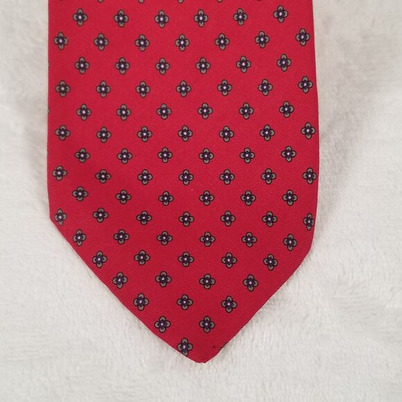 Robert Talbott Hand Sewn Silk Printed in Italy Made in USA W 3 3/8 by L 57 Red - Picture 2 of 11